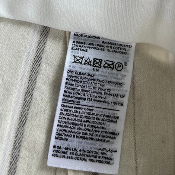 Banana Republic Alva Linen Cotton Wide Leg High Waist Pant Size 14 White Striped - Picture 14 of 15